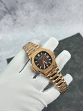 Patek Philippe Nautilus Date 40mm Rose Gold Brown Embossed Dial UK Reps AAA Quality