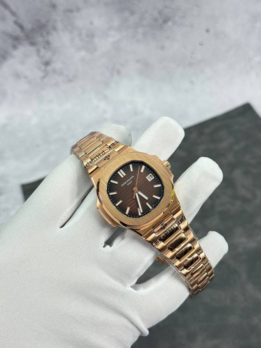 Patek Philippe Nautilus Date 40mm Rose Gold Brown Embossed Dial UK Reps AAA Quality