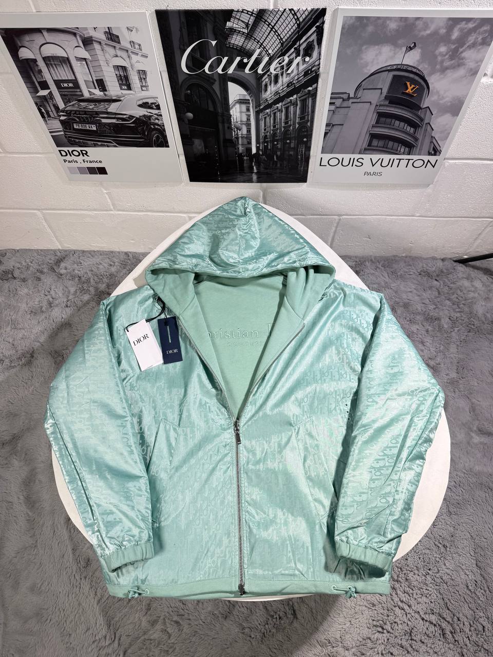 Christian Dior Couture Reversible Hooded Mint Green Jacket Mens UK Reps AAA Quality