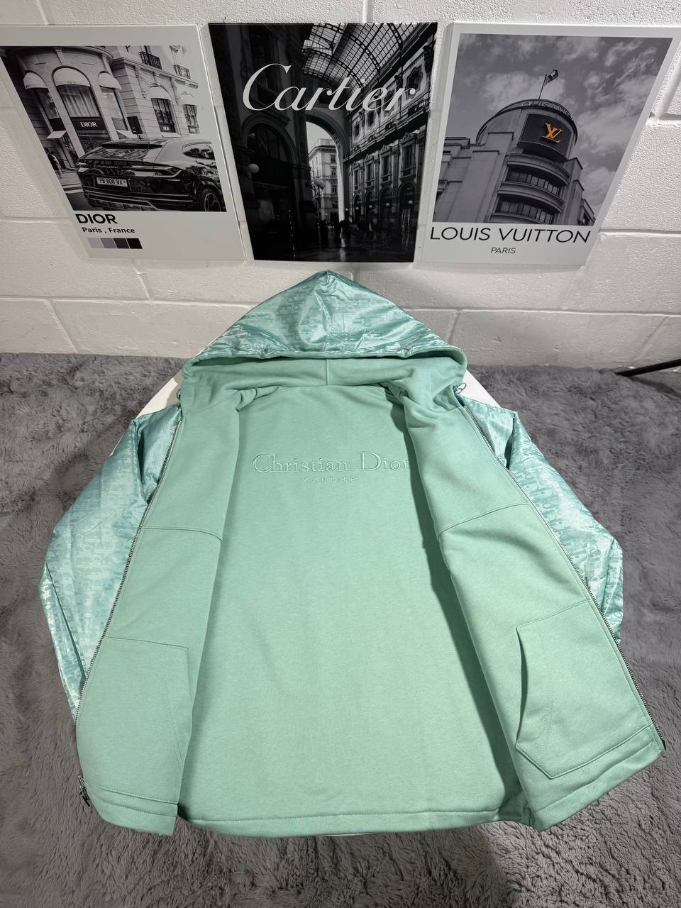 Christian Dior Couture Reversible Hooded Mint Green Jacket Mens UK Reps AAA Quality