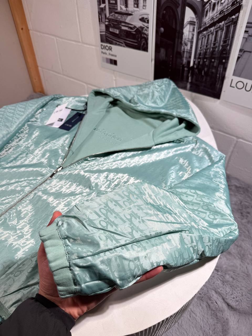 Christian Dior Couture Reversible Hooded Mint Green Jacket Mens UK Reps AAA Quality