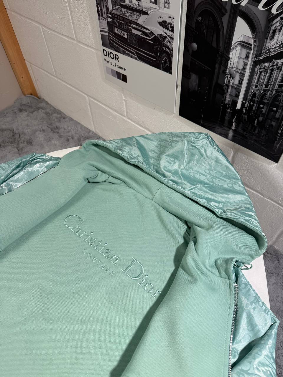 Christian Dior Couture Reversible Hooded Mint Green Jacket Mens UK Reps AAA Quality