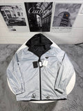 Prada Re-Nylon Reversible Hooded Jackets Mens in Metallic Silver/Black UK Reps AAA Quality