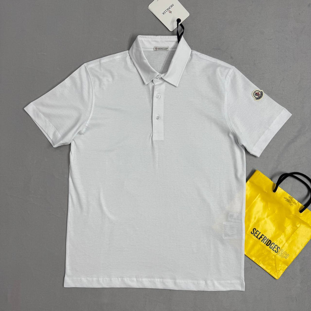 Moncler Cotton Short-Sleeved Polo Shirt Logo-Patch Mens UK Reps AAA Quality