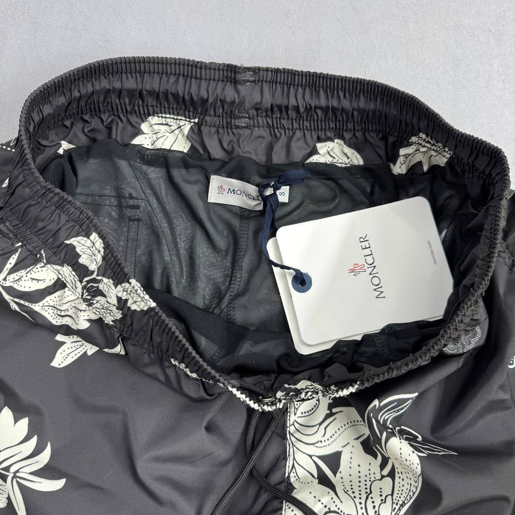 Moncler Floral-Print Swim Shorts Black Mens UK Reps AAA Quality