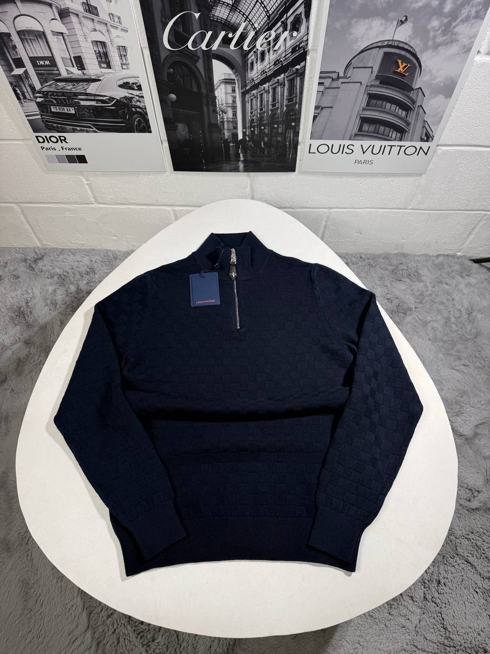 Louis Vuitton Cashmere-Wool Blend Half-Zip Ready to Wear Jumpers Mens in 2 Colors Best Sale UK Reps AAA Quality