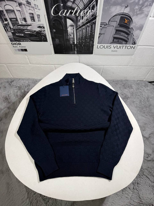 Louis Vuitton Cashmere-Wool Blend Half-Zip Ready to Wear Jumpers Mens in 2 Colors Best Sale UK Reps AAA Quality