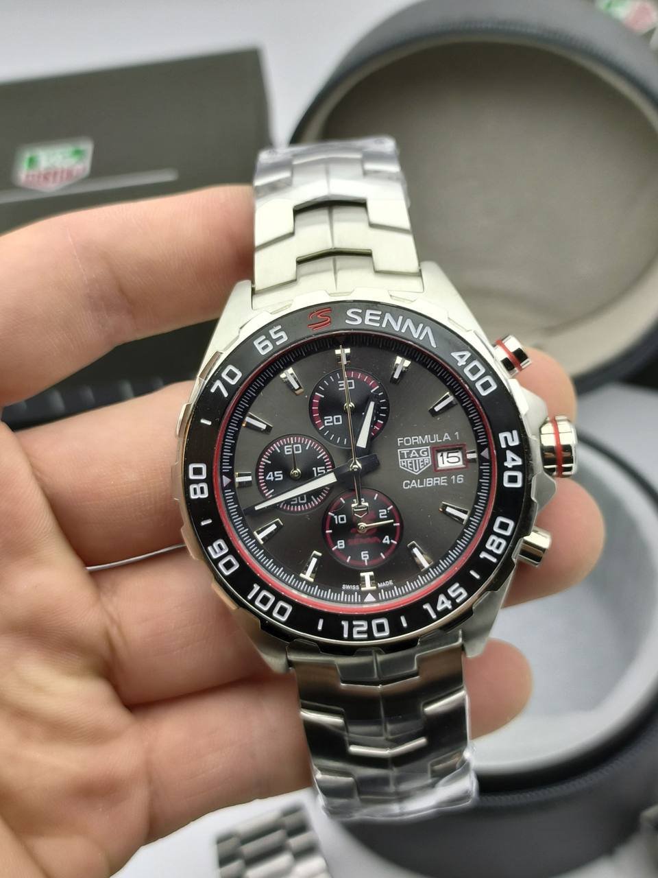 Tag Heuer Formula 1 Chronograph x Senna Silver Stainless Steel in Grey Dial Mens Watches Best Sale UK Reps AAA Quality