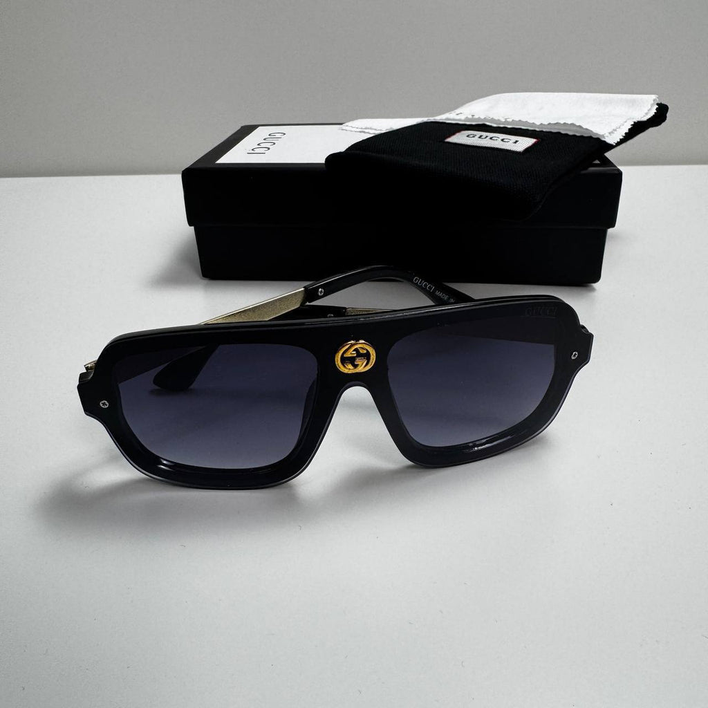 Gucci  Luxury Designers Plein Brave Shades Black Aviator Pilot Oversized Sunglasses UK Reps AAA Quality