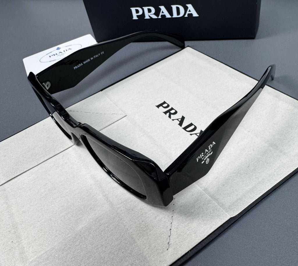 Prada Symbole Sunglasses New Black Logo Eyewear Square Frame Black UK Reps AAA Quality