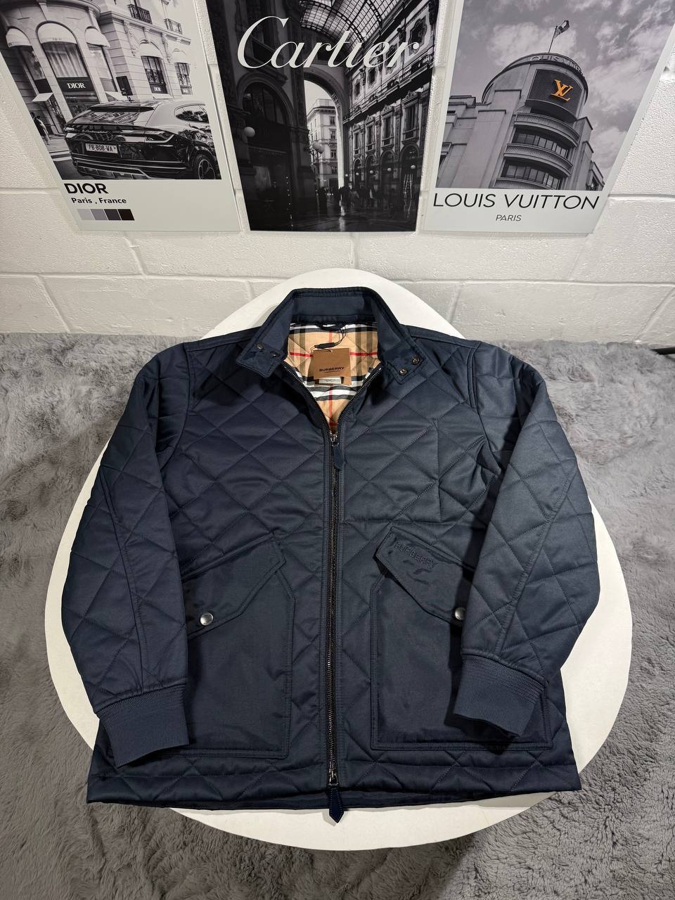 Burberry Quilted Check Jacket in Black Color Mens Best Sale UK Reps AAA Quality