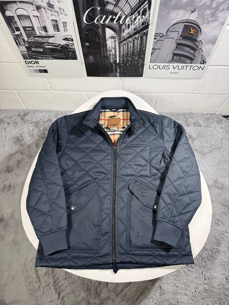 Burberry Quilted Check Jacket in Black Color Mens Best Sale UK Reps AAA Quality