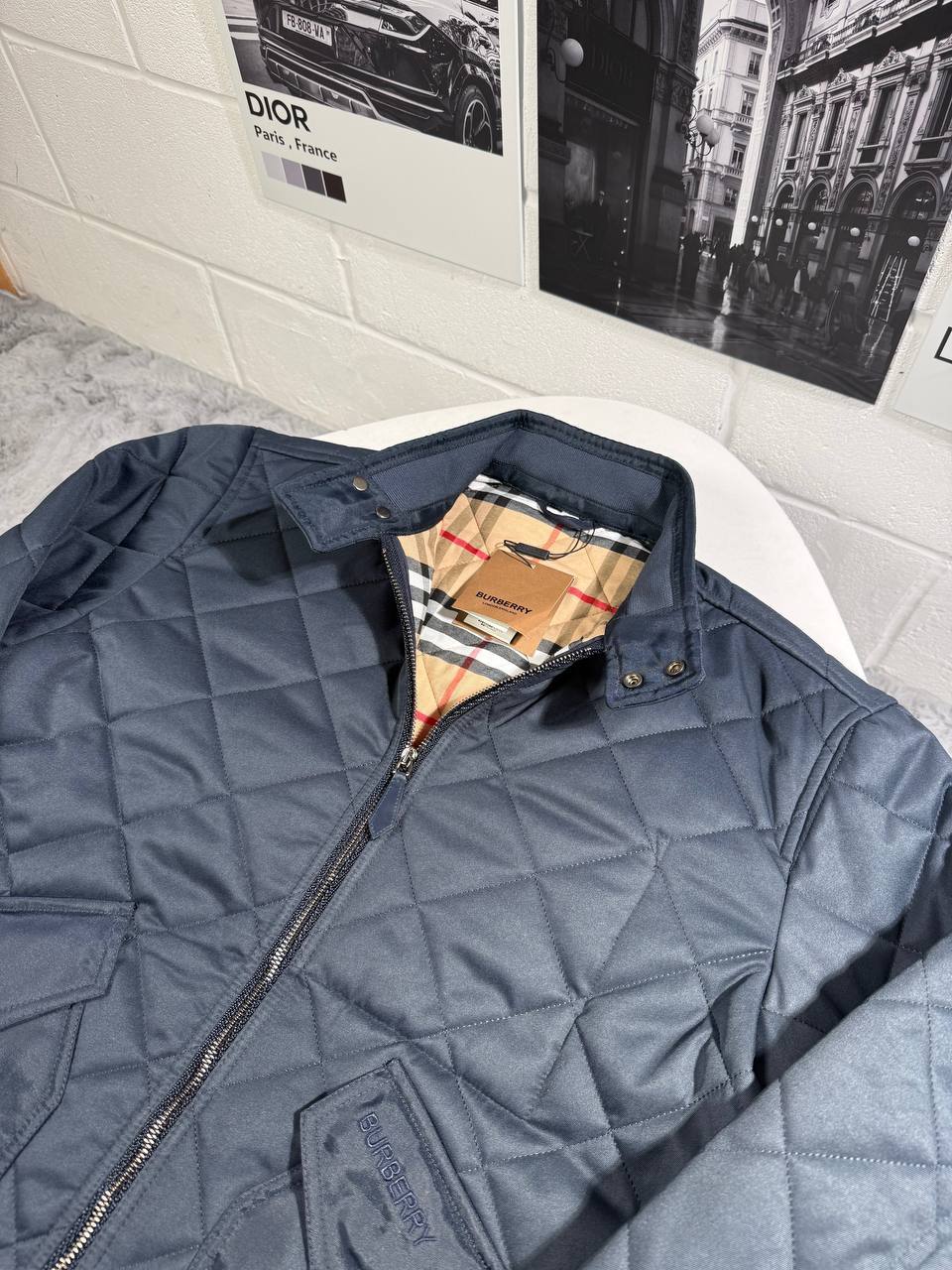 Burberry Quilted Check Jacket in Black Color Mens Best Sale UK Reps AAA Quality