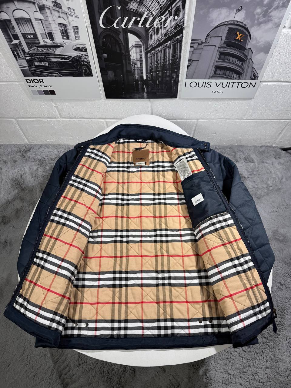 Burberry Quilted Check Jacket in Black Color Mens Best Sale UK Reps AAA Quality