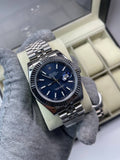 Rolex Datejust Fluted Blue Dial with Silver Jubilee Bracelet Mens Watch Best Sale UK Reps AAA Quality