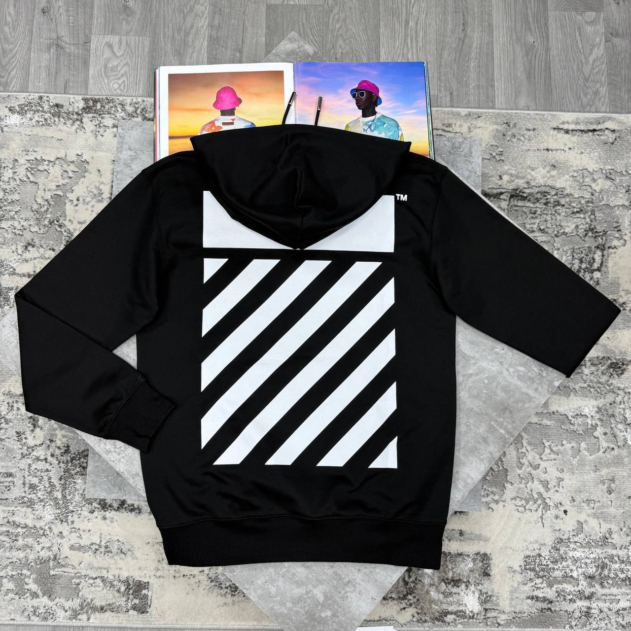 Off-White Flannel Diag Skate Drawstring Hoodie Mens in 2 Colors Best Sale UK Reps AAA Quality