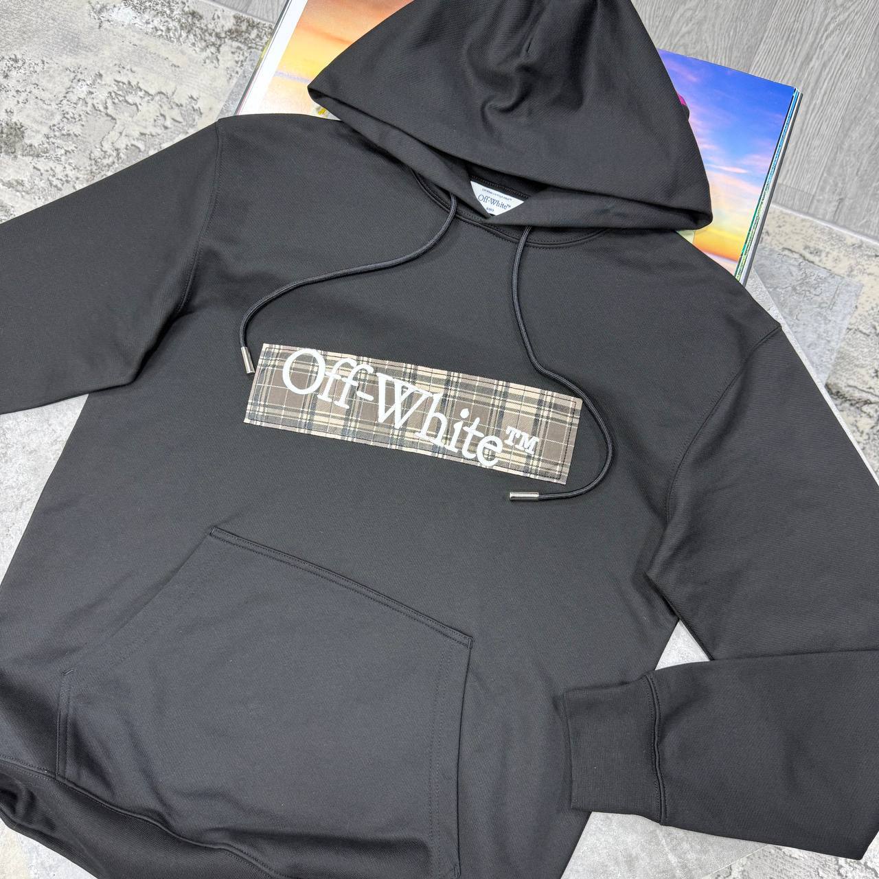Off-White Flannel Diag Skate Drawstring Hoodie Mens in 2 Colors Best Sale UK Reps AAA Quality