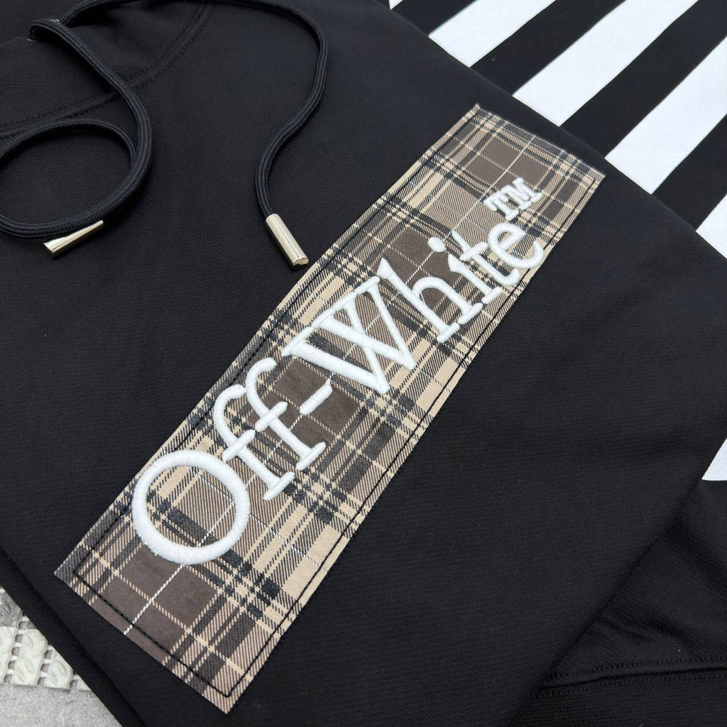 Off-White Flannel Diag Skate Drawstring Hoodie Mens in 2 Colors Best Sale UK Reps AAA Quality