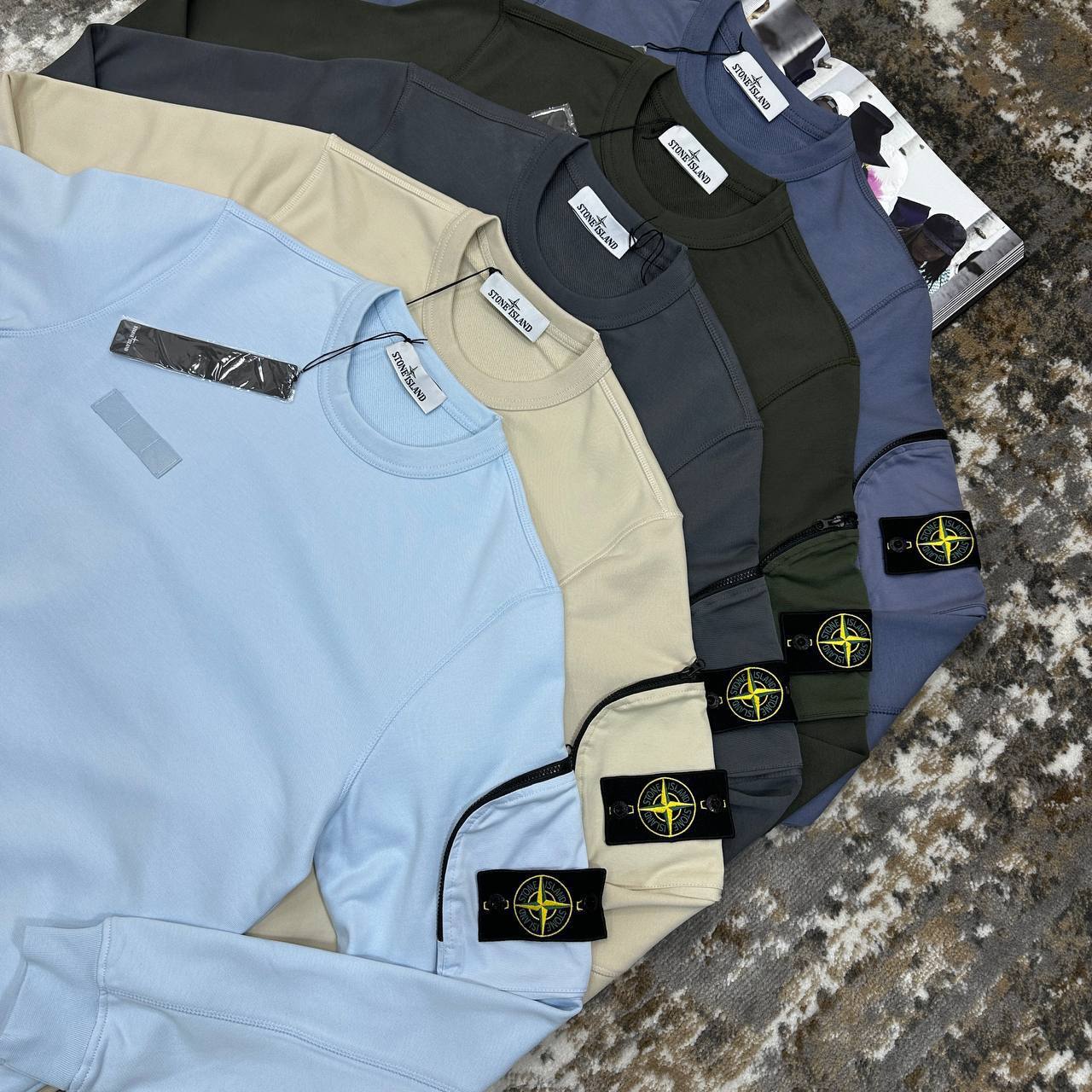 Stone Island Crewneck Jumpers with Zip Sleeves Mens in Multiple Colors UK Reps AAA Quality