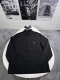 Prada Patch-Pocket Button Down Long Sleeve Overshirt Mens in Black Color Best Sale UK Reps AAA Quality