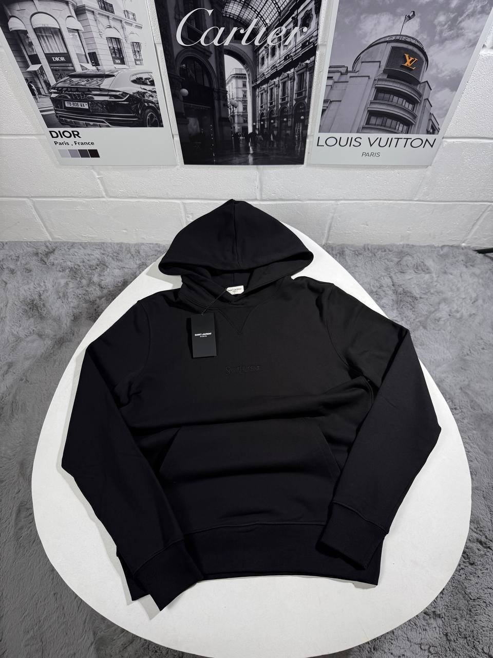 Saint Laurent YSL Wordmark Hoodie Mens in 2 Colors Best Sale UK Reps AAA Quality