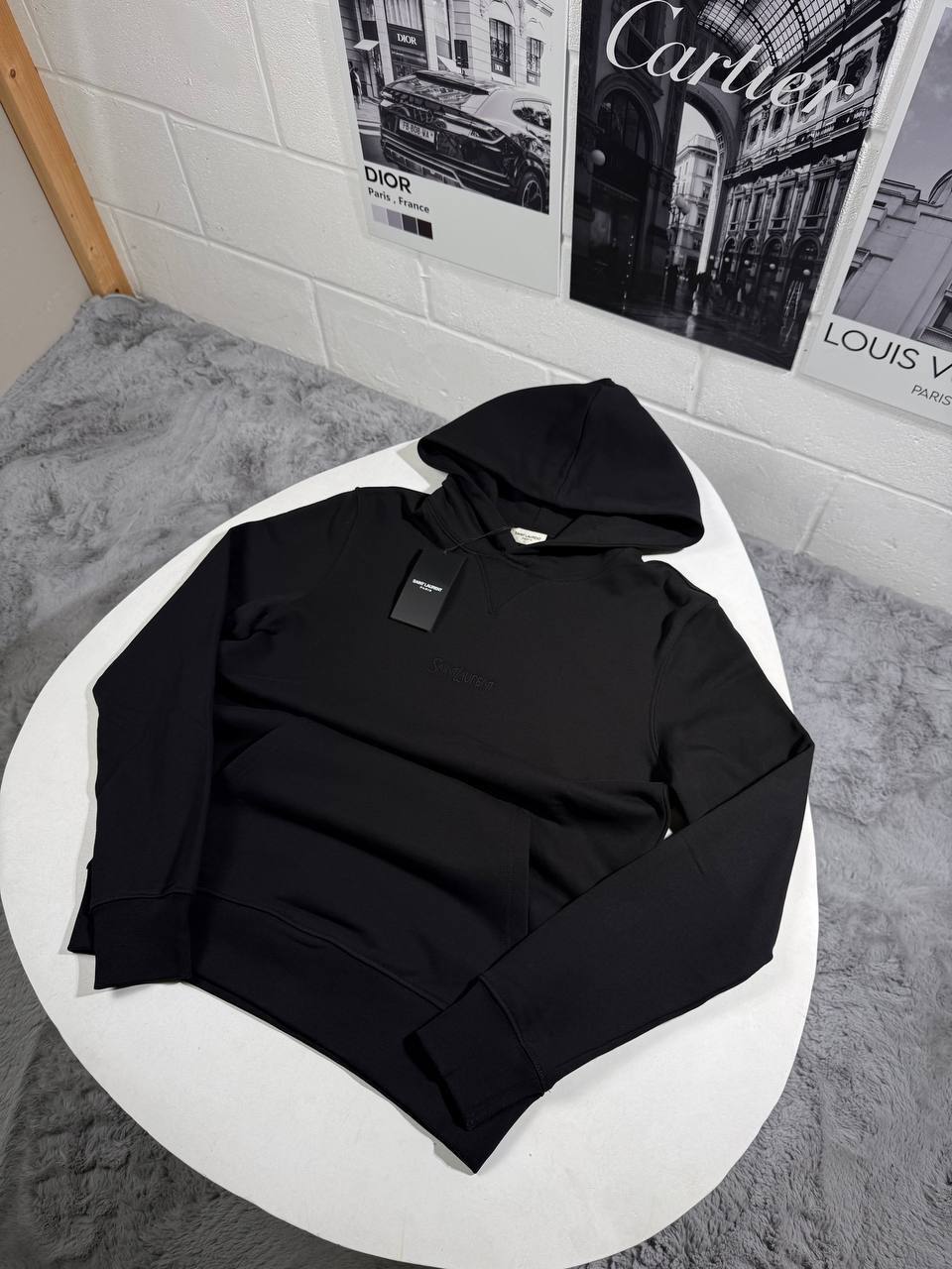 Saint Laurent YSL Wordmark Hoodie Mens in 2 Colors Best Sale UK Reps AAA Quality