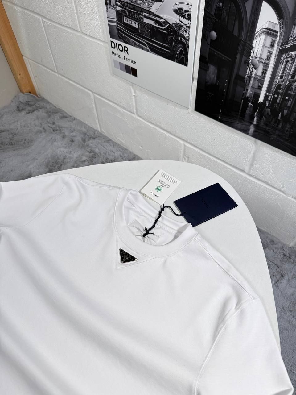 Prada Logo Plaque Cotton Mens Jumpers in White Color Best Sale UK Reps AAA Quality