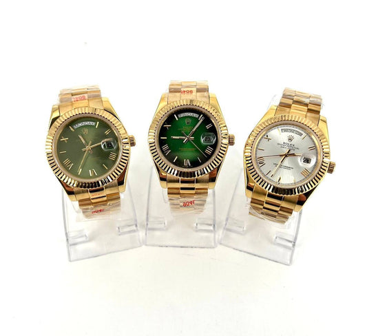 Rolex Roman Dial Day-Date Watch with Golden Bracelet & Multiple Dial Colors Mens Watches Best Sale UK Reps AAA Quality
