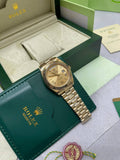Rolex Day-Date Roman Yellow Gold Dial Fluted Bezel Watch with Golden Bracelet Mens Watches Best Sale UK Reps AAA Quality