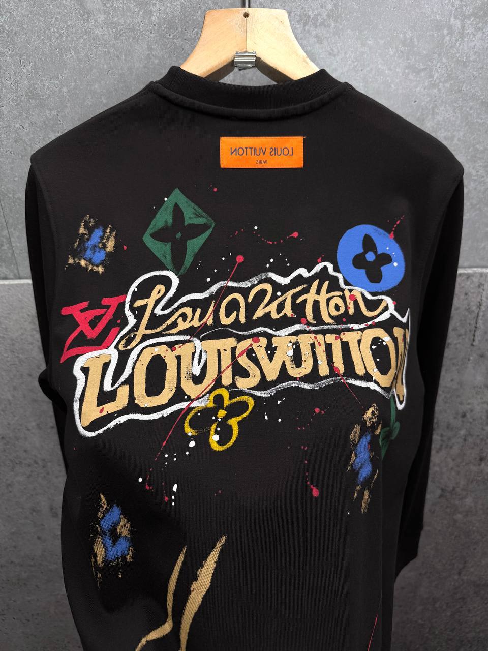Louis Vuitton Splash Pattern Heavy Cotton Crewneck Jumpers in 2 Colors UK Reps AAA Quality