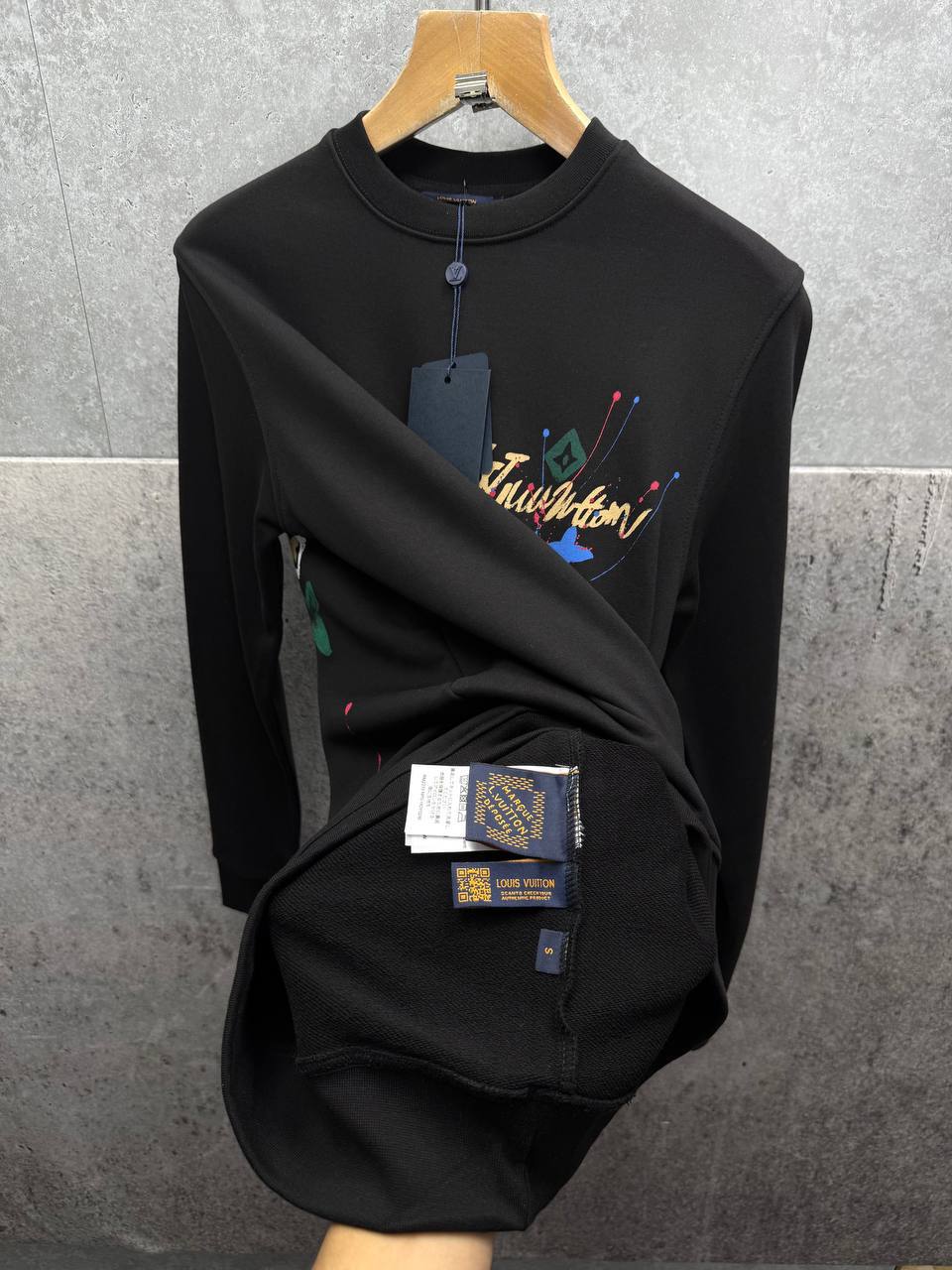 Louis Vuitton Splash Pattern Heavy Cotton Crewneck Jumpers in 2 Colors UK Reps AAA Quality