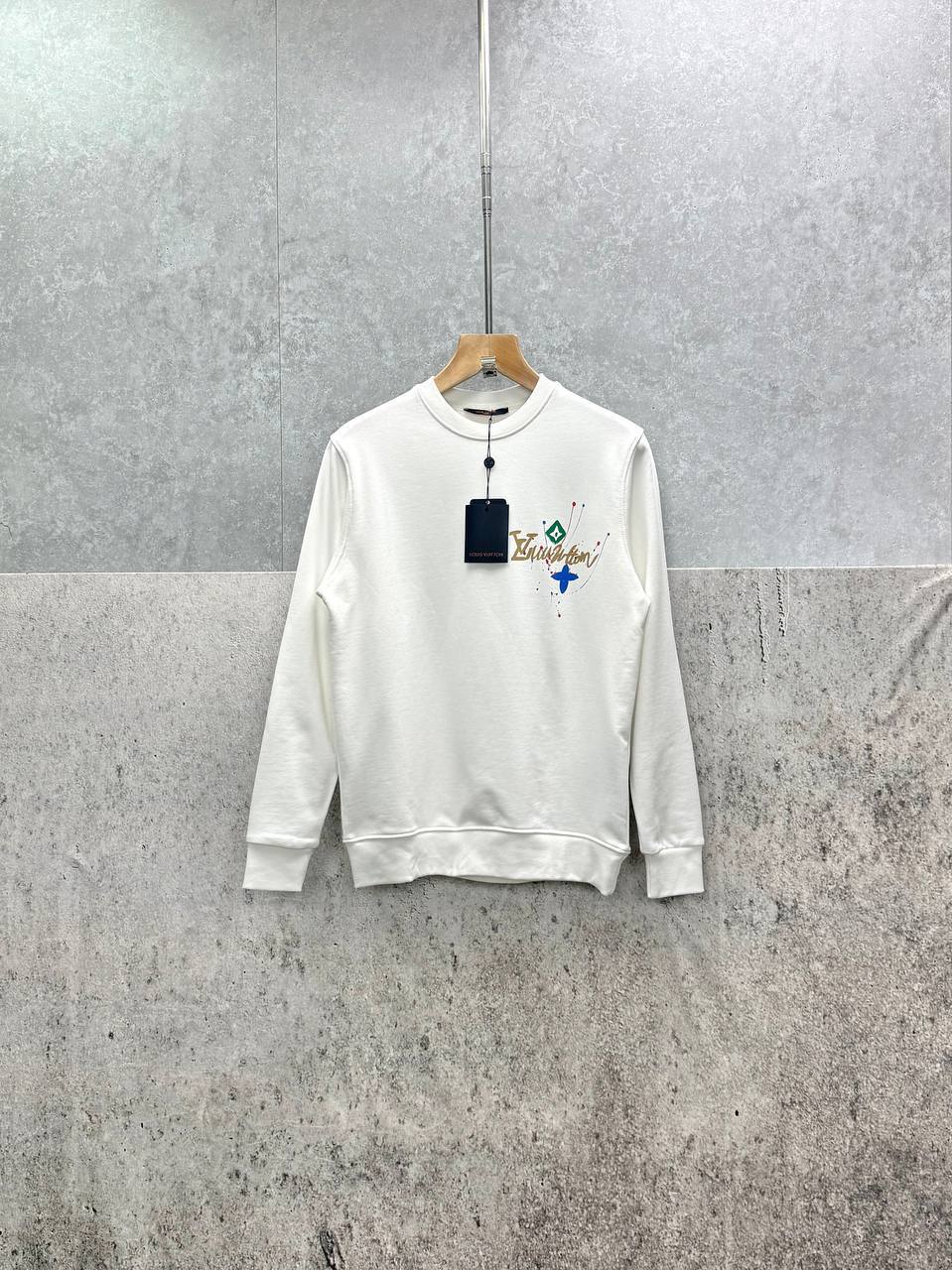Louis Vuitton Splash Pattern Heavy Cotton Crewneck Jumpers in 2 Colors UK Reps AAA Quality