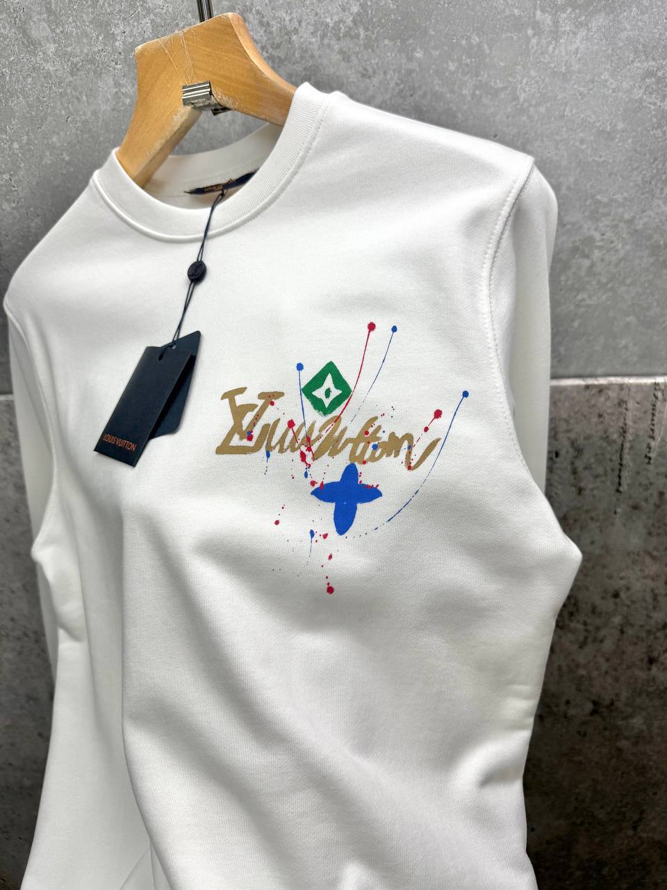 Louis Vuitton Splash Pattern Heavy Cotton Crewneck Jumpers in 2 Colors UK Reps AAA Quality
