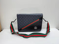 Gucci Black/Grey with Red Stripe GG Supreme Canvas/Leather Messenger Bag Mens Crossbody Bag Best Sale UK Reps AAA Quality