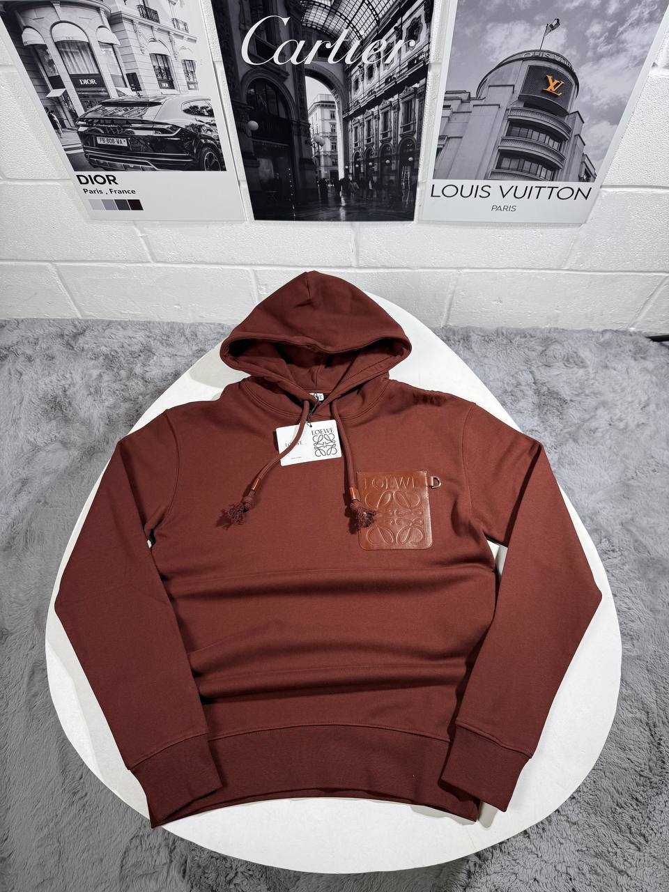 Loewe Anagram Patch Pocket Mens Hoodie in 2 Colors Best Sale UK Reps AAA Quality