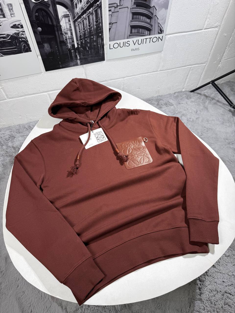 Loewe Anagram Patch Pocket Mens Hoodie in 2 Colors Best Sale UK Reps AAA Quality