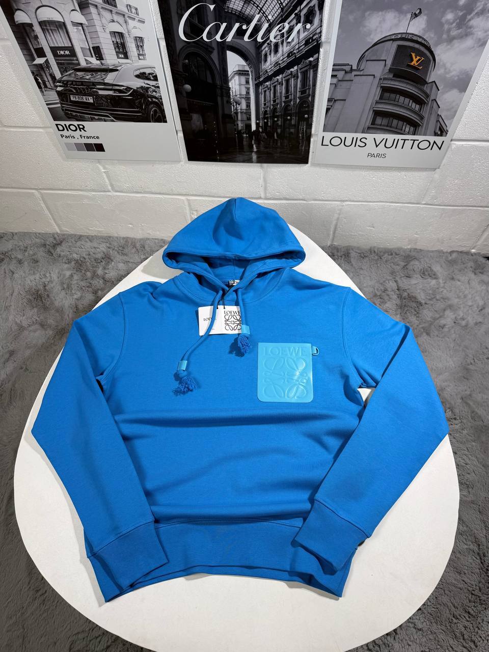 Loewe Anagram Patch Pocket Mens Hoodie in 2 Colors Best Sale UK Reps AAA Quality