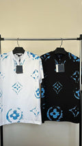 Louis Vuitton LV Blue Monogram Short Sleeve T-Shirt Mens in 2 Colors Best Sale UK Reps AAA Quality
