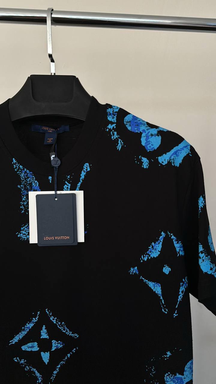 Louis Vuitton LV Blue Monogram Short Sleeve T-Shirt Mens in 2 Colors Best Sale UK Reps AAA Quality