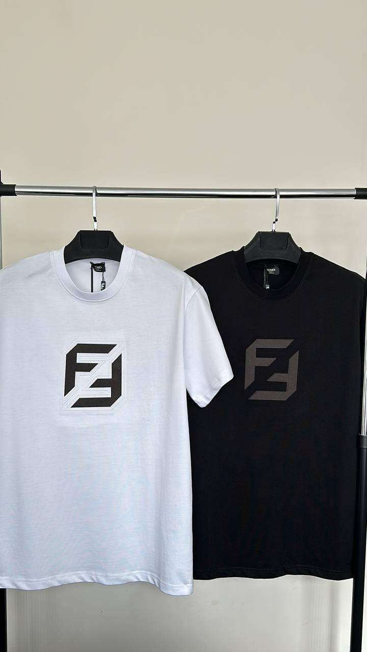 Fendi FF Logo Print Relaxed Fit Crew Neck T-Shirt Mens in 2 Colors Best Sale UK Reps AAA Quality