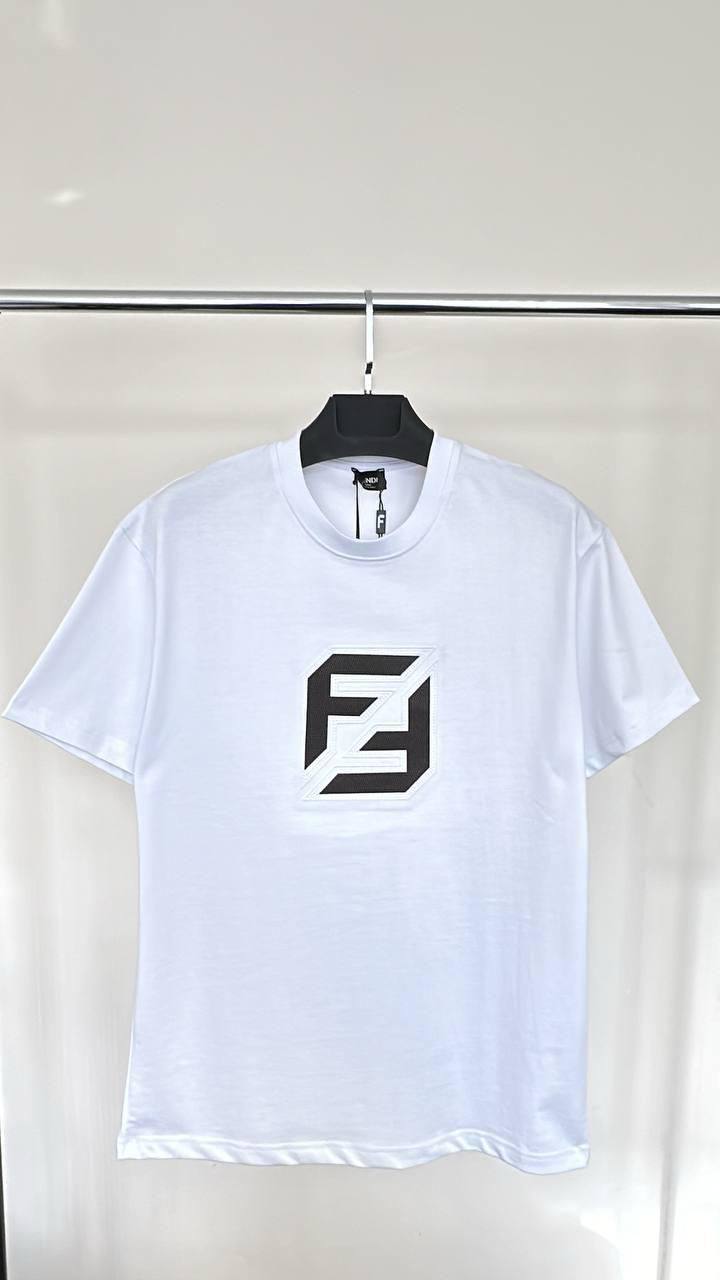 Fendi FF Logo Print Relaxed Fit Crew Neck T-Shirt Mens in 2 Colors Best Sale UK Reps AAA Quality