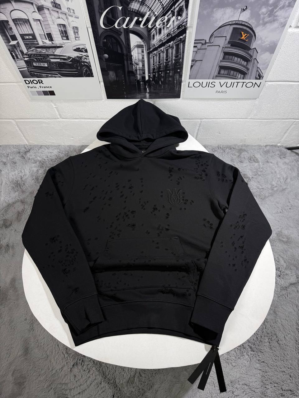 Amiri Shotgun Embroidered Hoodie Mens in Black Color Best Sale UK Reps AAA Quality