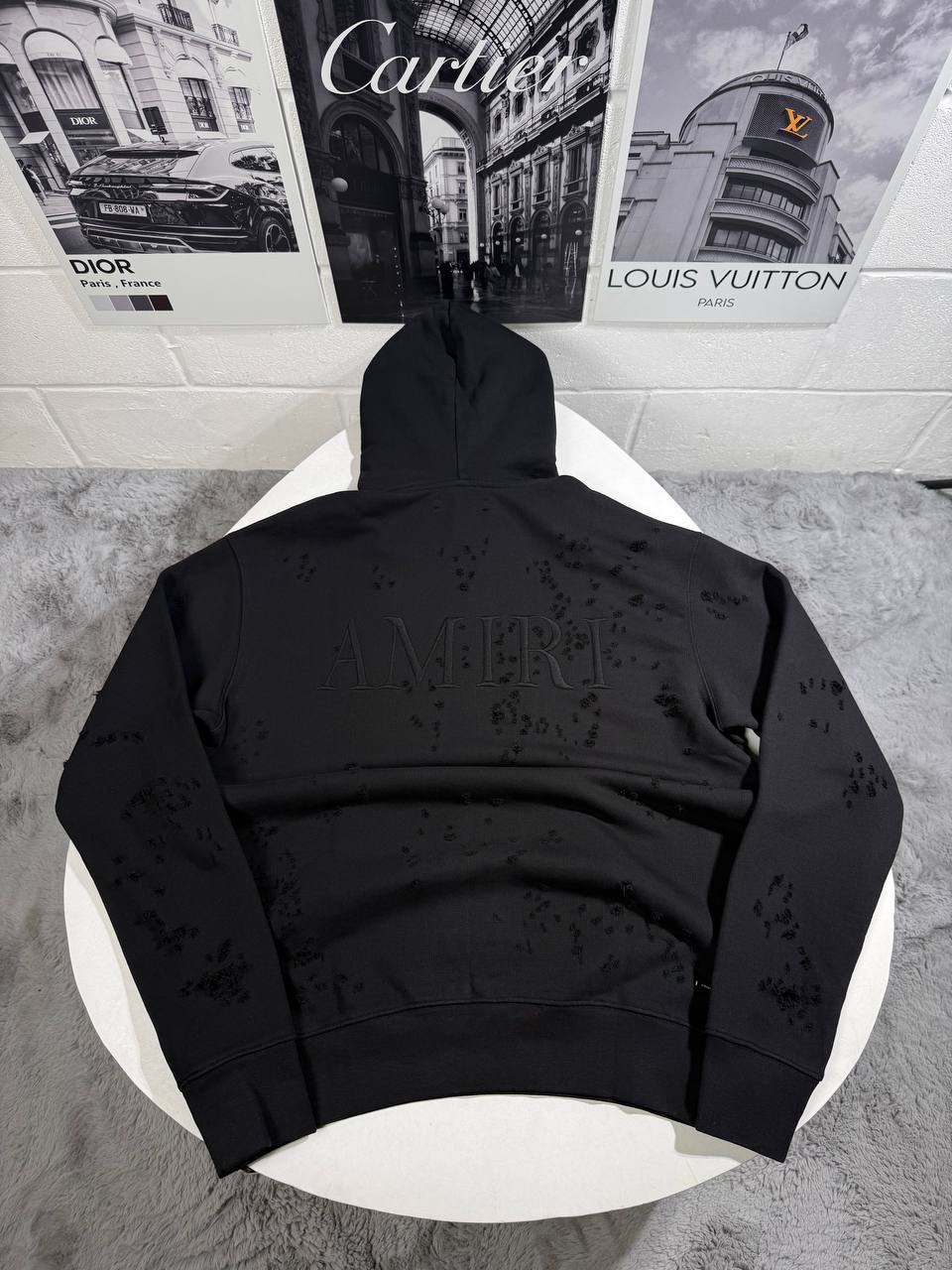 Amiri Shotgun Embroidered Hoodie Mens in Black Color Best Sale UK Reps AAA Quality