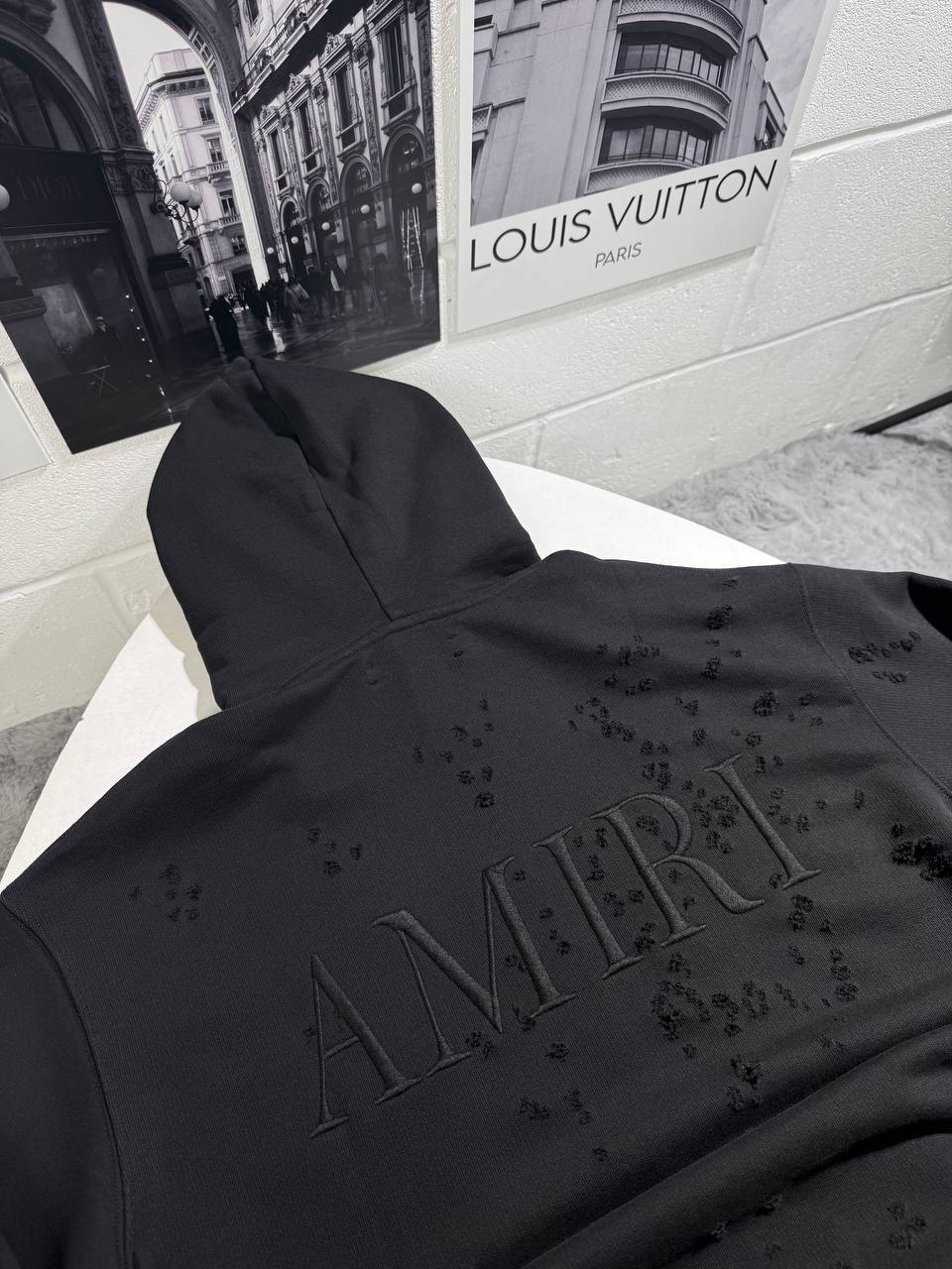 Amiri Shotgun Embroidered Hoodie Mens in Black Color Best Sale UK Reps AAA Quality