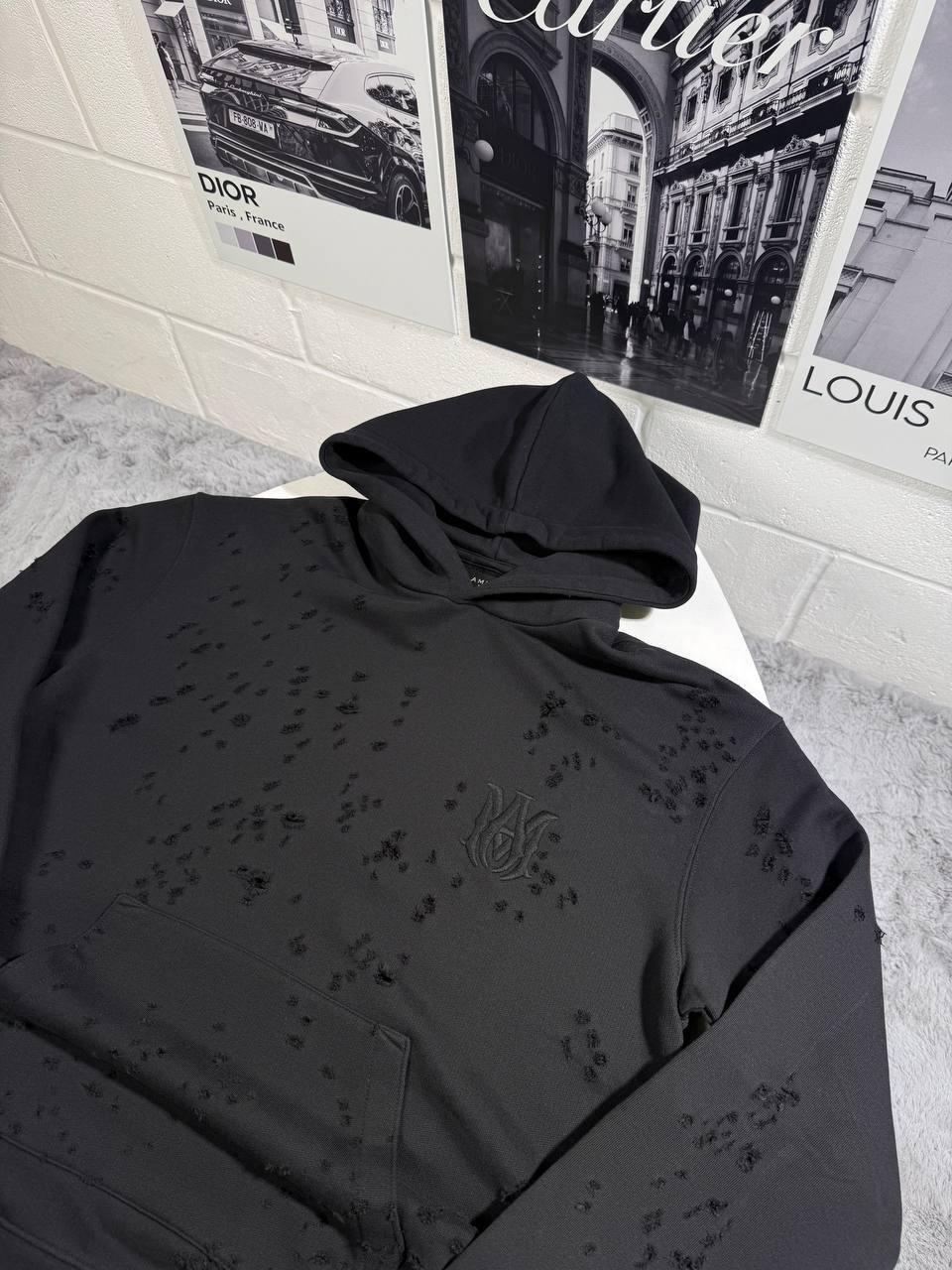 Amiri Shotgun Embroidered Hoodie Mens in Black Color Best Sale UK Reps AAA Quality