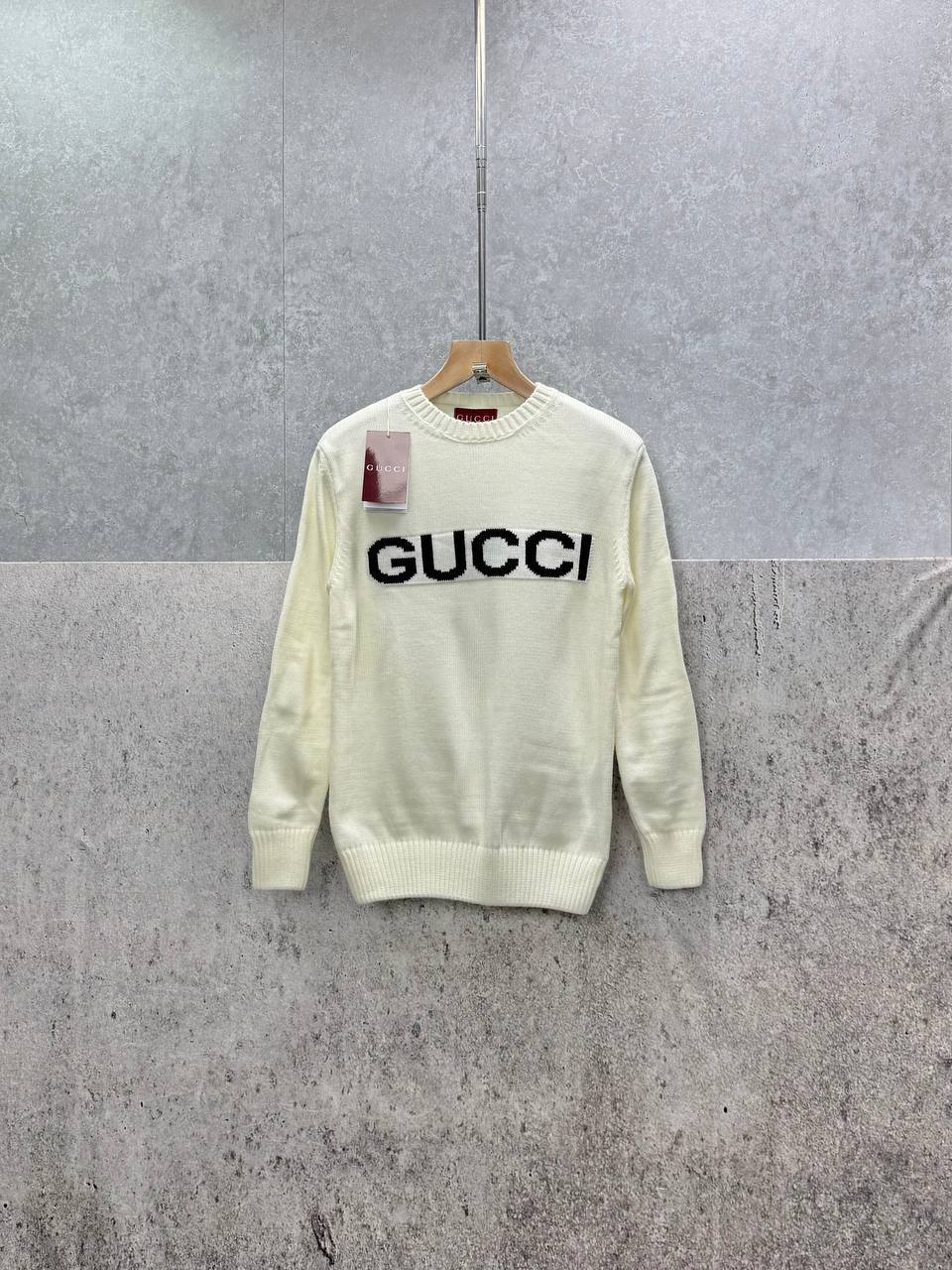 Gucci Round Neck Knitted Logo Wool Sweatshirt Mens in 2 Colors Best Sale UK Reps AAA Quality