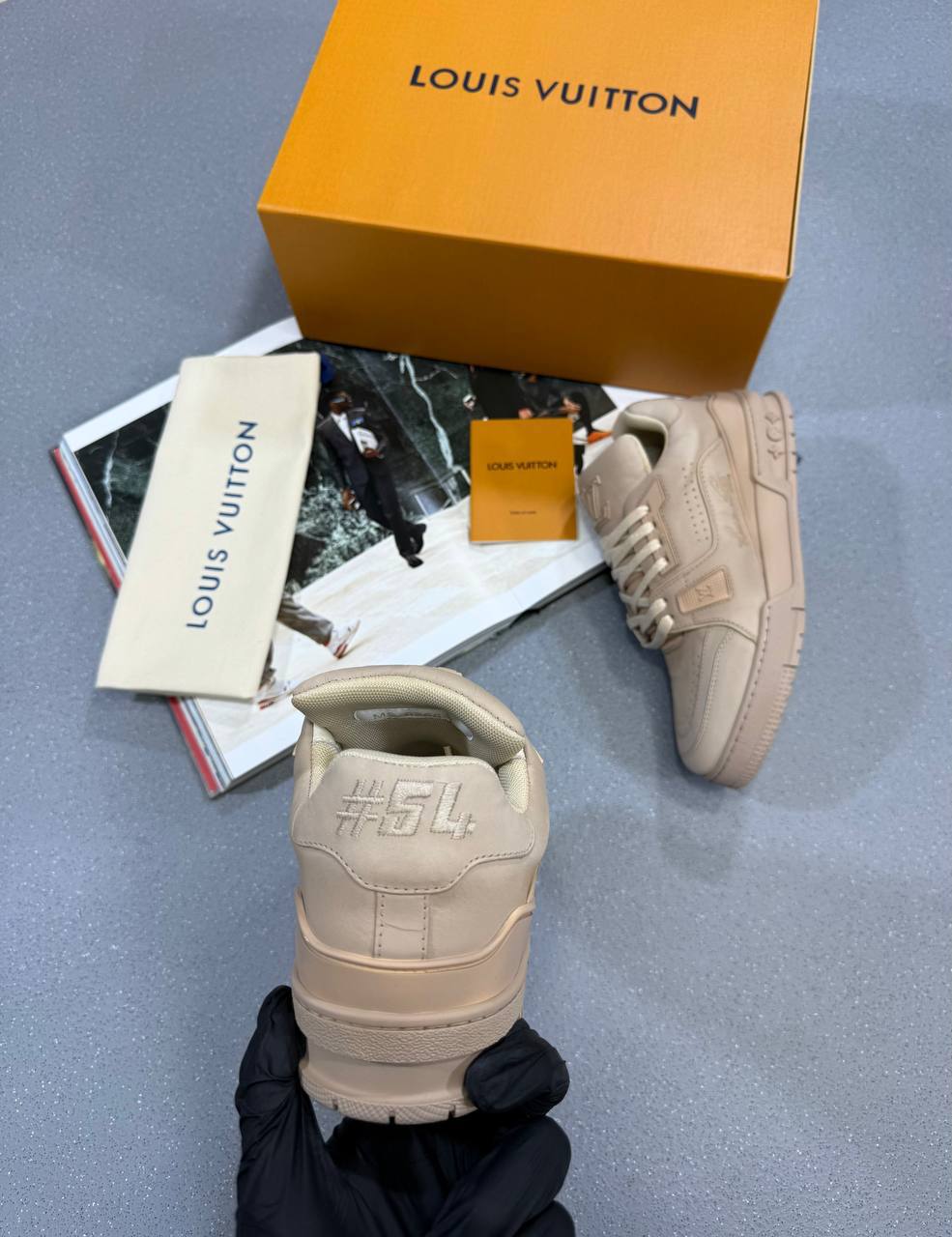 Louis Vuitton LV Distressed Trainers Men's Beige Round Tie Best Sale UK Reps AAA Quality