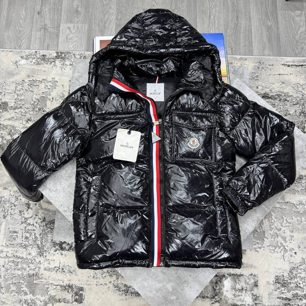 Moncler Montbeliard Down Shiny Jacket Mens in Black Color Best Sale UK Reps AAA Quality