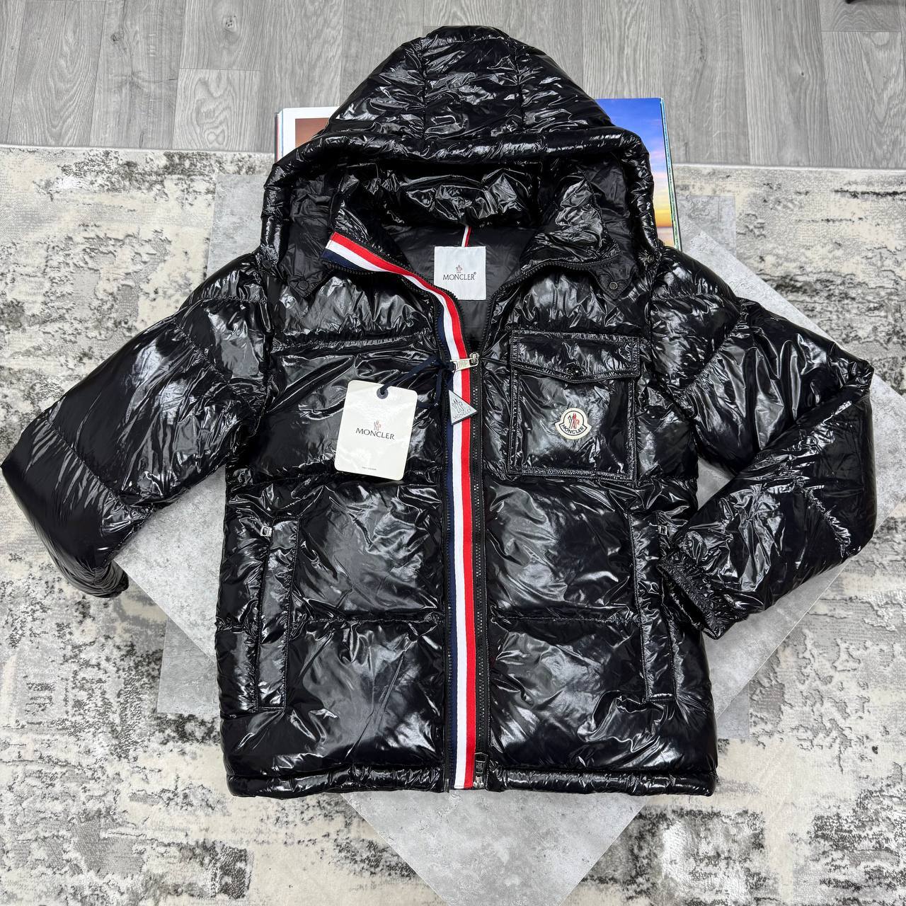 Moncler Montbeliard Down Shiny Jacket Mens in Black Color Best Sale UK Reps AAA Quality