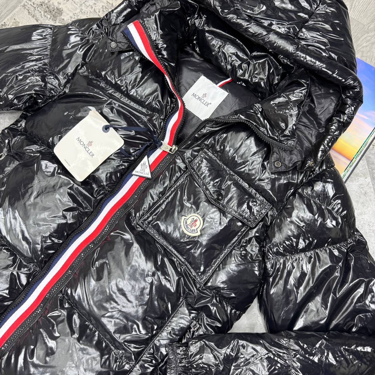 Moncler Montbeliard Down Shiny Jacket Mens in Black Color Best Sale UK Reps AAA Quality